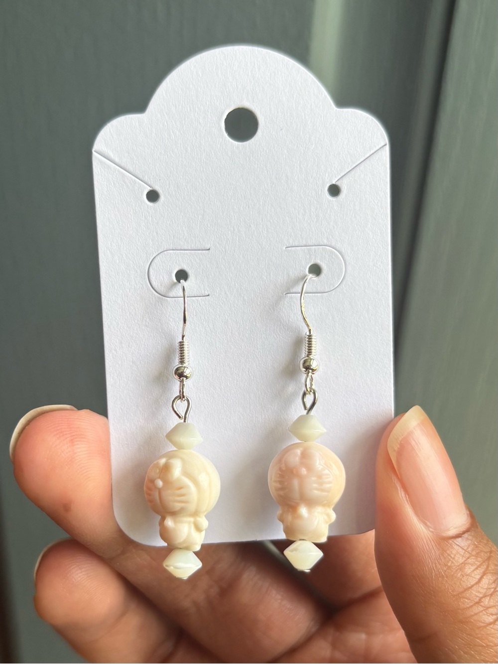 Queen Conch Shell Doraemon Crystal Earrings S925 Silver Posts